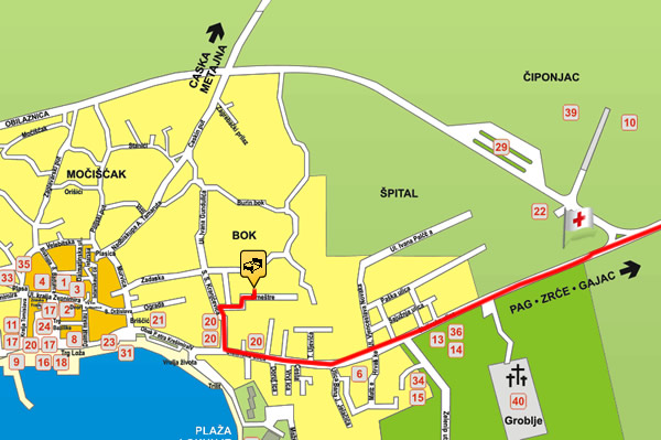 Karta, mapa, mjesta Novalje